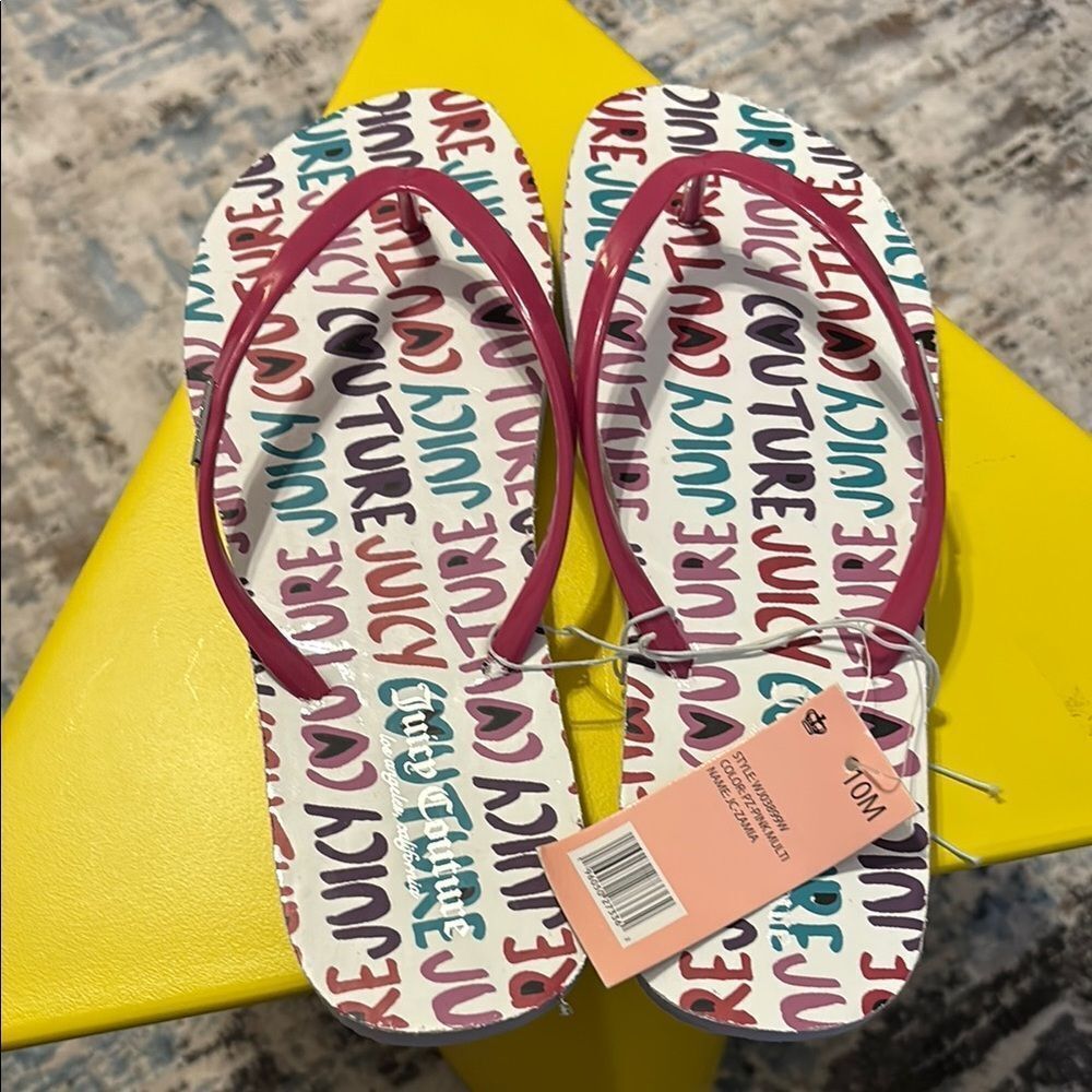 Juicy Couture size 10 flip-flop pink multicolor flip flops